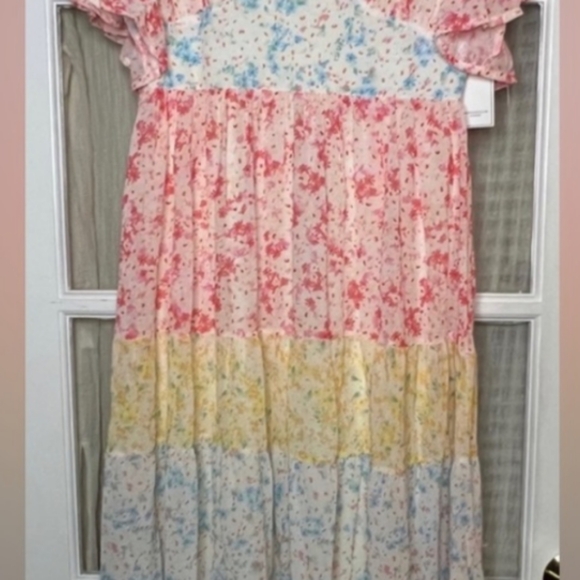 Aura Pink Multi Floral Print Midi Dress size Medium - Picture 4 of 4